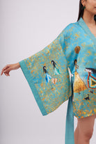 Peraluna-Joy Short Kimono Anne çocuk Baskılı Kısa Saten Kadın Kimono Turkuaz-Kimono-6-fleurdirect.live