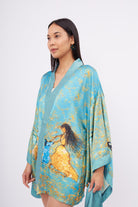 Peraluna-Joy Short Kimono Anne çocuk Baskılı Kısa Saten Kadın Kimono Turkuaz-Kimono-7-fleurdirect.live