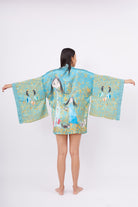 Peraluna-Joy Short Kimono Anne çocuk Baskılı Kısa Saten Kadın Kimono Turkuaz-Kimono-9-fleurdirect.live