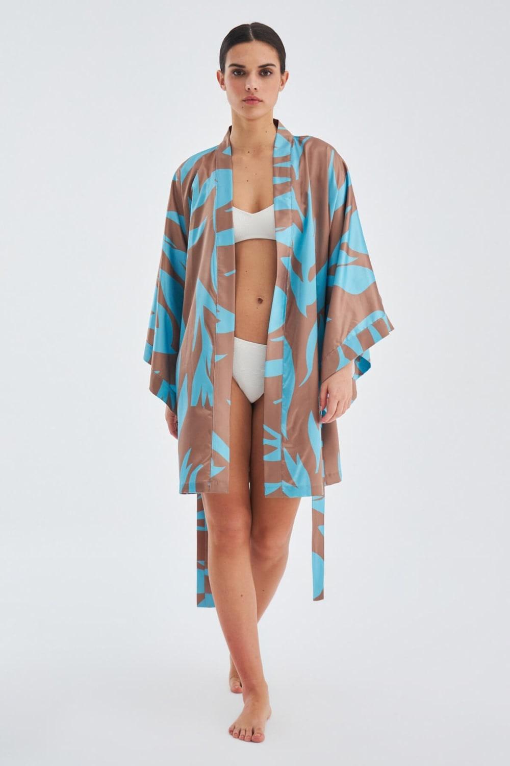 Peraluna-Kali̇nda Kimono Desenli 90 Cm Saten Yazlık Kadın Kimono-Kimono-3-fleurdirect.live