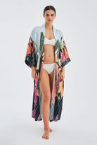 Peraluna-Kauri̇ Tropik Desenli Bilek Hizası Saten Kadın Kimono-Kimono-2-fleurdirect.live