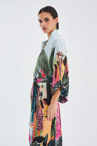 Peraluna-Kauri̇ Tropik Desenli Bilek Hizası Saten Kadın Kimono-Kimono-4-fleurdirect.live