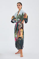 Peraluna-Kauri̇ Tropik Desenli Bilek Hizası Saten Kadın Kimono-Kimono-6-fleurdirect.live