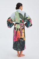 Peraluna-Kauri̇ Tropik Desenli Bilek Hizası Saten Kadın Kimono-Kimono-8-fleurdirect.live