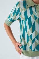 Peraluna-Lena Blouse %100 Pamuk Geometrik Retro Desenli Kadın Triko Bluz -T-Shirts-5-fleurdirect.live