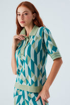 Peraluna-Lena Blouse %100 Pamuk Geometrik Retro Desenli Kadın Triko Bluz -T-Shirts-6-fleurdirect.live