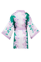 Peraluna-Lilac Charm Short Kimono çiçek Baskılı 90 Cm Saten Kısa Kadın Kimono Yeşil/Pembe-Kimono-8-fleurdirect.live