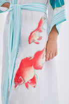 Peraluna-Lotus Balık Aplikeli Keten Karışımlı Diz Altı Kadın Kimono-Kimono-2-fleurdirect.live