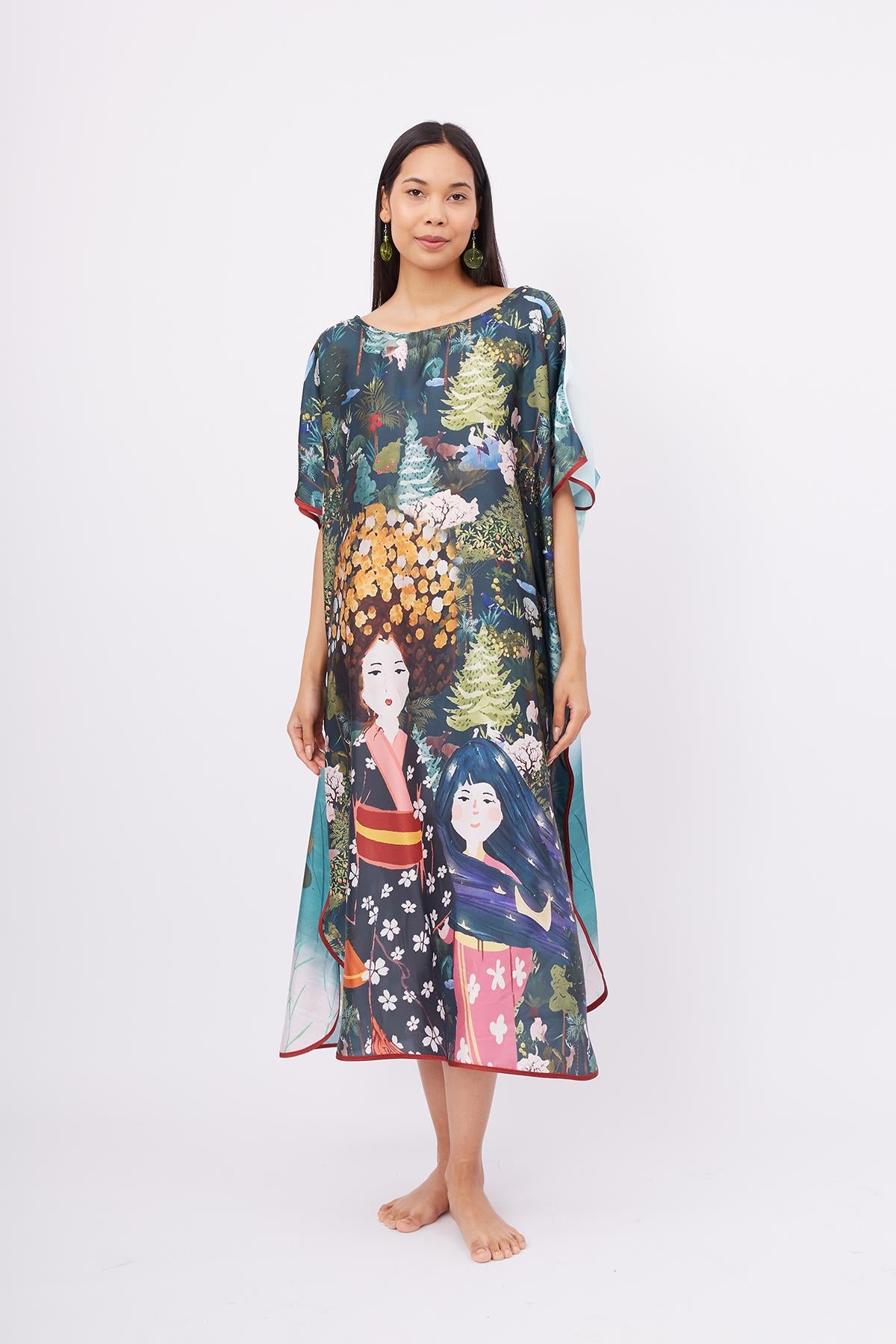 Peraluna-Magic Moments Long Dress Anne Kız Baskılı 130 Cm Uzun Saten Kolsuz Elbise-Elbise-1-fleurdirect.live