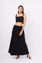 Peraluna-Maxi Skirt Maxi Boy Pileli Kadın Triko Etek Siyah-Etek-5-fleurdirect.live
