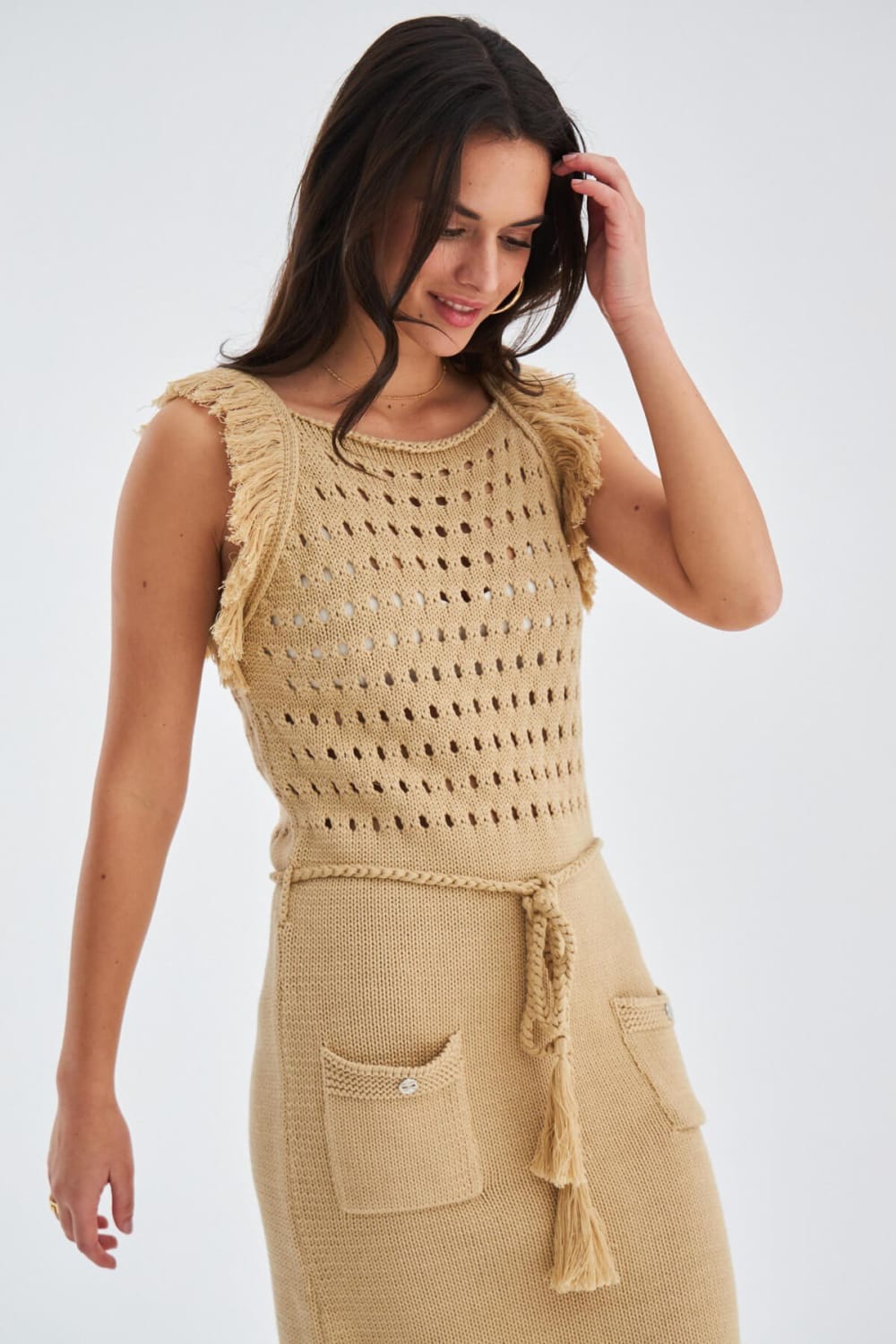 Peraluna-Miyoki Dress %100 Pamuk Diz Hizası Yazlık Kadın Triko Elbise-Elbise-18-fleurdirect.live