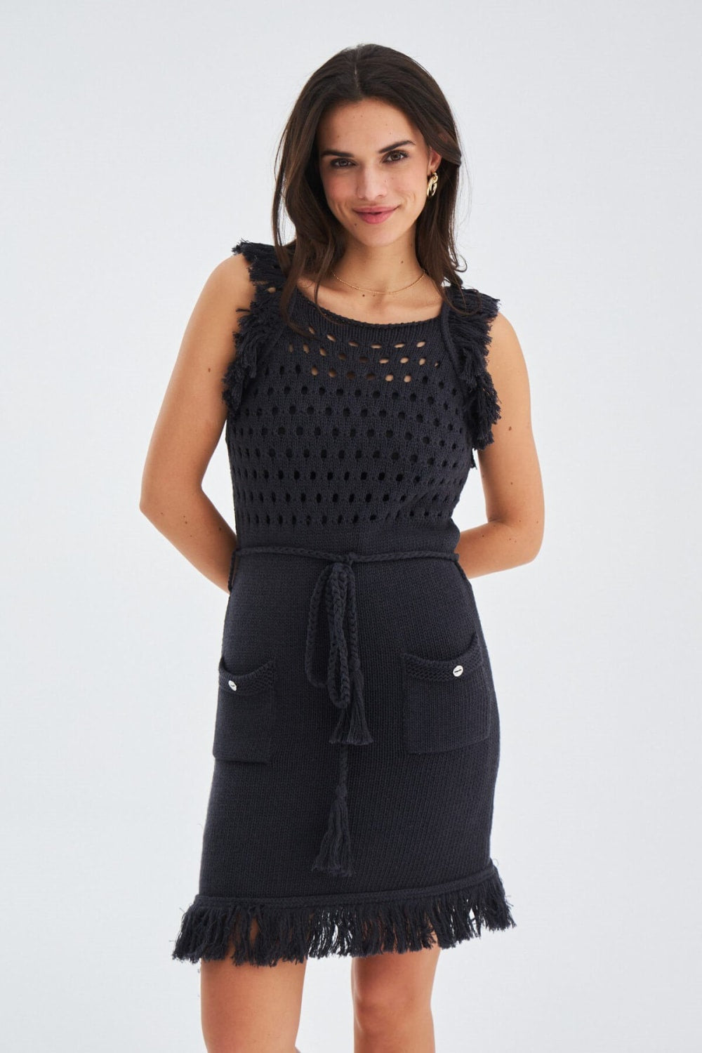 Peraluna-Miyoki Dress %100 Pamuk Diz Hizası Yazlık Kadın Triko Elbise-Elbise-3-fleurdirect.live