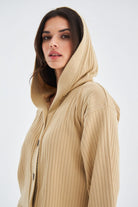 Peraluna-Mujo Cardigan & Shorts %100 Pamuk Kadın Triko Şort Takım-Şort-13-fleurdirect.live