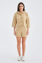 Peraluna-Mujo Cardigan & Shorts %100 Pamuk Kadın Triko Şort Takım-Şort-17-fleurdirect.live