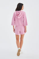 Peraluna-Mujo Cardigan & Shorts %100 Pamuk Kadın Triko Şort Takım-Şort-8-fleurdirect.live