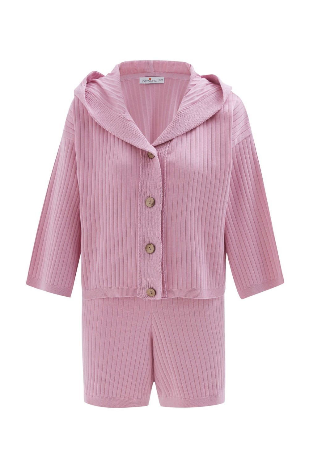 Peraluna-Mujo Cardigan & Shorts %100 Pamuk Kadın Triko Şort Takım-Şort-9-fleurdirect.live
