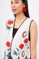 Peraluna-Poppy Earrings El Yapımı Gelincik Küpe Ekru-Küpe-7-fleurdirect.live