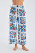 Peraluna-Ri̇a Trouser Çini Desenli Bol Kesim Yazlık Saten Kadın Pantolon-Pantolon-5-fleurdirect.live