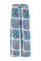 Peraluna-Ri̇a Trouser Çini Desenli Bol Kesim Yazlık Saten Kadın Pantolon-Pantolon-8-fleurdirect.live