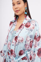 Peraluna-Rosemarry Long Kimono Gül Desen Baskılı 125 Cm Uzun Saten Kadın Kimono Turkuaz-Kimono-3-fleurdirect.live