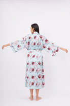 Peraluna-Rosemarry Long Kimono Gül Desen Baskılı 125 Cm Uzun Saten Kadın Kimono Turkuaz-Kimono-6-fleurdirect.live