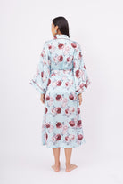 Peraluna-Rosemarry Long Kimono Gül Desen Baskılı 125 Cm Uzun Saten Kadın Kimono Turkuaz-Kimono-7-fleurdirect.live