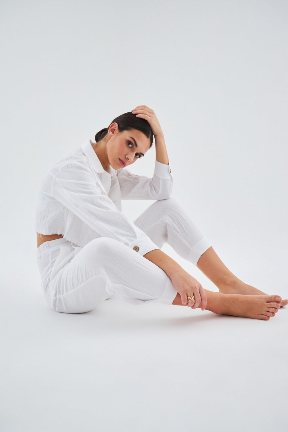 Peraluna-Sandal Trouser Bol Kesim Yazlık Muslin Kadın Kısa Pantolon-Pantolon-2-fleurdirect.live