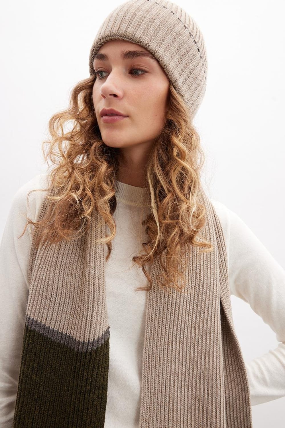 Peraluna-Sorrel Beanie Çizgi Detaylı Ribana Örgü Kadın Triko Bere-Bere-2-fleurdirect.live