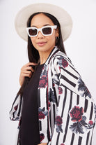 Peraluna-Stripe Garden Short Kimono Çizgili Güllü Baskılı 80 Cm Kısa Saten Kadın Kimono-Kimono-4-fleurdirect.live
