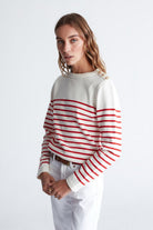 Peraluna-Styleboom X Audrey Pullover Omzu Düğmeli Çizgili Organik Pamuk Mevsimlik Kadın Triko Kazak -Kazak & Triko-10-fleurdirect.live