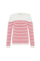 Peraluna-Styleboom X Audrey Pullover Omzu Düğmeli Çizgili Organik Pamuk Mevsimlik Kadın Triko Kazak -Kazak & Triko-19-fleurdirect.live