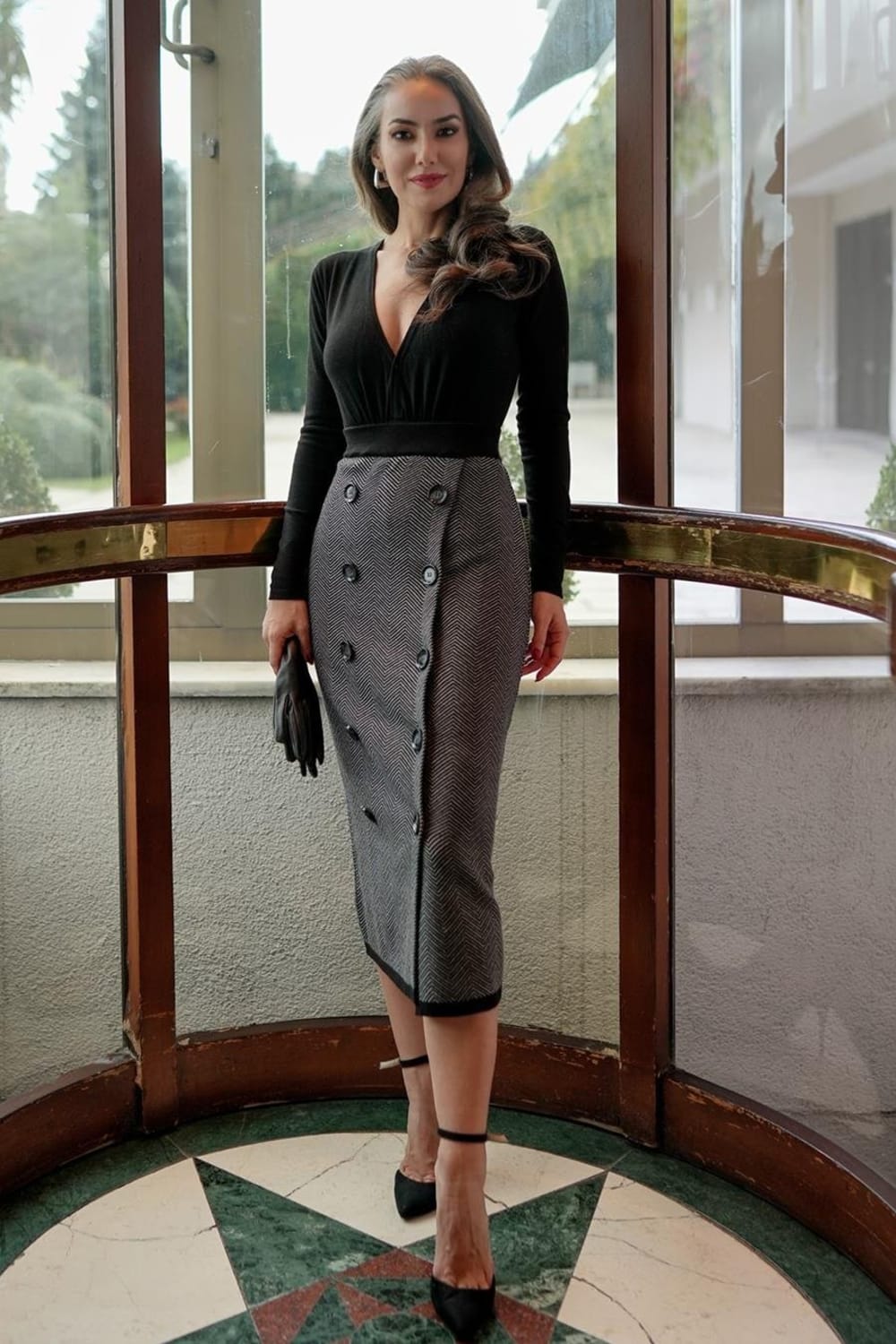 Peraluna-Styleboom X Cheshire Skirt Balıksırtı Desen Midi Boy Kadın Triko Etek-Etek-1-fleurdirect.live