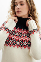 Peraluna-Styleboom X Cotswold Fair Isle Pullover Balıkçı Yaka Baklava Desen Kazak Kadın Triko Kazak-Kazak & Triko-4-fleurdirect.live