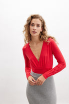 Peraluna-Styleboom X Devon Bodysuit V Yaka Uzun Kol Alttan Çıtçıtlı Kadın Triko Body-Body-19-fleurdirect.live
