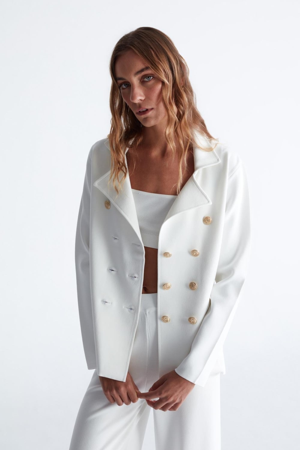 Peraluna-Styleboom X Katherine Blazer Çelik Örgü Klasik Kesim Düğmeli Blazer Kadın Triko Ceket -Ceket-16-fleurdirect.live