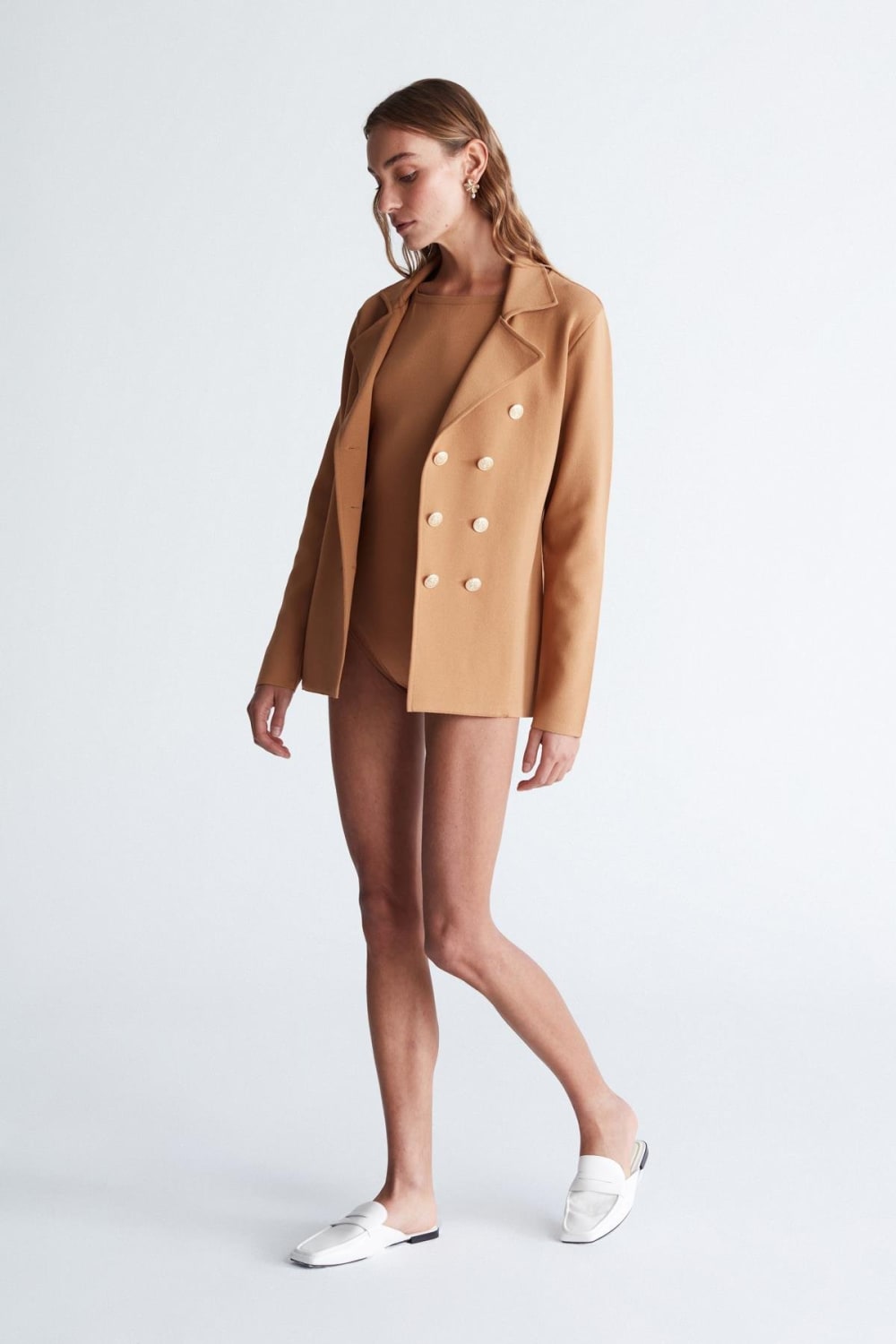 Peraluna-Styleboom X Katherine Blazer Çelik Örgü Klasik Kesim Düğmeli Blazer Kadın Triko Ceket -Ceket-22-fleurdirect.live