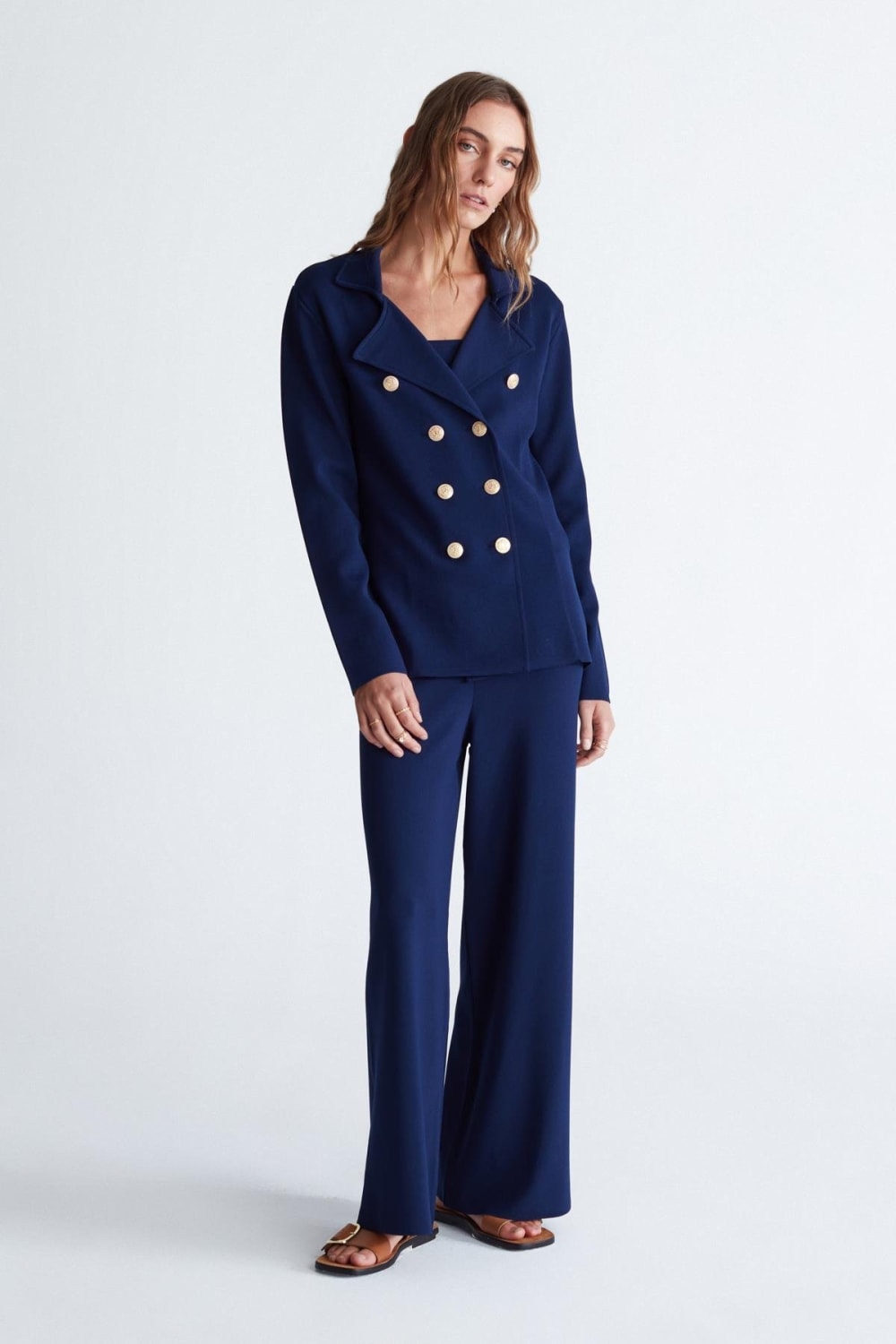 Peraluna-Styleboom X Katherine Blazer Çelik Örgü Klasik Kesim Düğmeli Blazer Kadın Triko Ceket -Ceket-4-fleurdirect.live