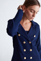 Peraluna-Styleboom X Katherine Blazer Çelik Örgü Klasik Kesim Düğmeli Blazer Kadın Triko Ceket -Ceket-5-fleurdirect.live