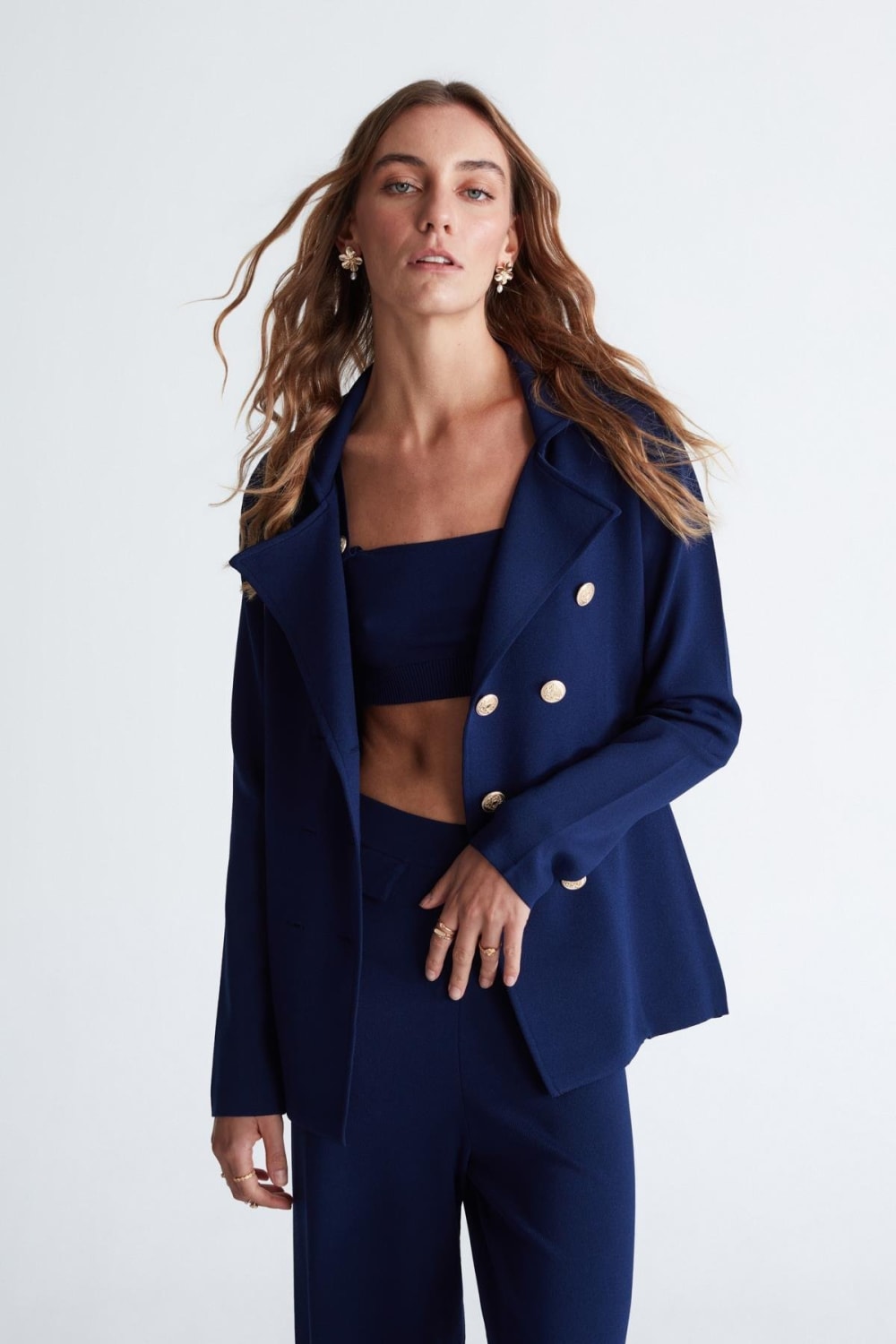 Peraluna-Styleboom X Katherine Blazer Çelik Örgü Klasik Kesim Düğmeli Blazer Kadın Triko Ceket -Ceket-6-fleurdirect.live