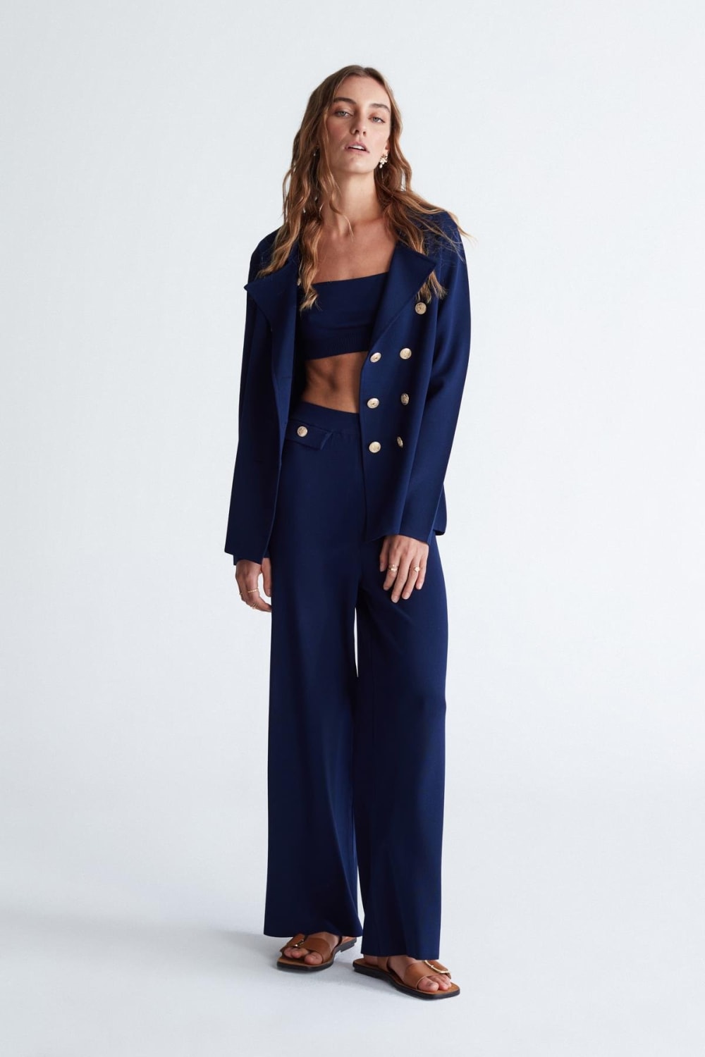 Peraluna-Styleboom X Katherine Blazer Çelik Örgü Klasik Kesim Düğmeli Blazer Kadın Triko Ceket -Ceket-7-fleurdirect.live