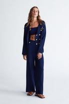 Peraluna-Styleboom X Katherine Blazer Çelik Örgü Klasik Kesim Düğmeli Blazer Kadın Triko Ceket -Ceket-7-fleurdirect.live