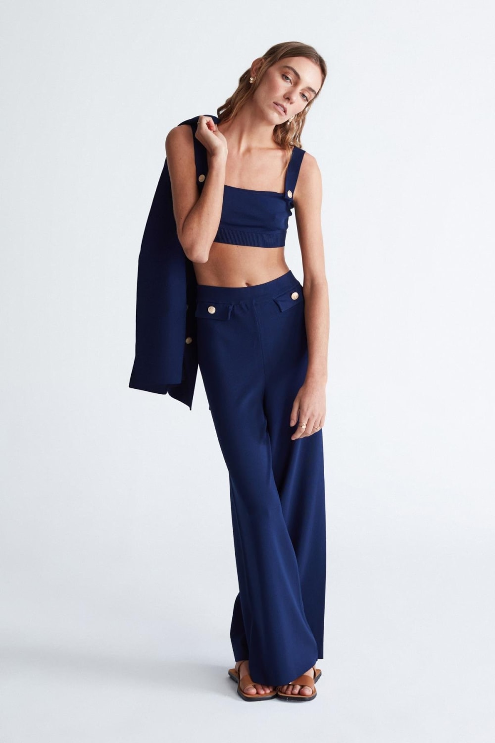 Peraluna-Styleboom X Marlene Trouser Düğme Detaylı Rahat Kesim Kadın Triko Pantolon -Pantolon-10-fleurdirect.live