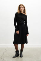 Peraluna-Styleboom X Mayfair Dress Yaka Büzgü Detaylı Tek Omuz Açık Kadın Triko Elbise-Elbise-9-fleurdirect.live
