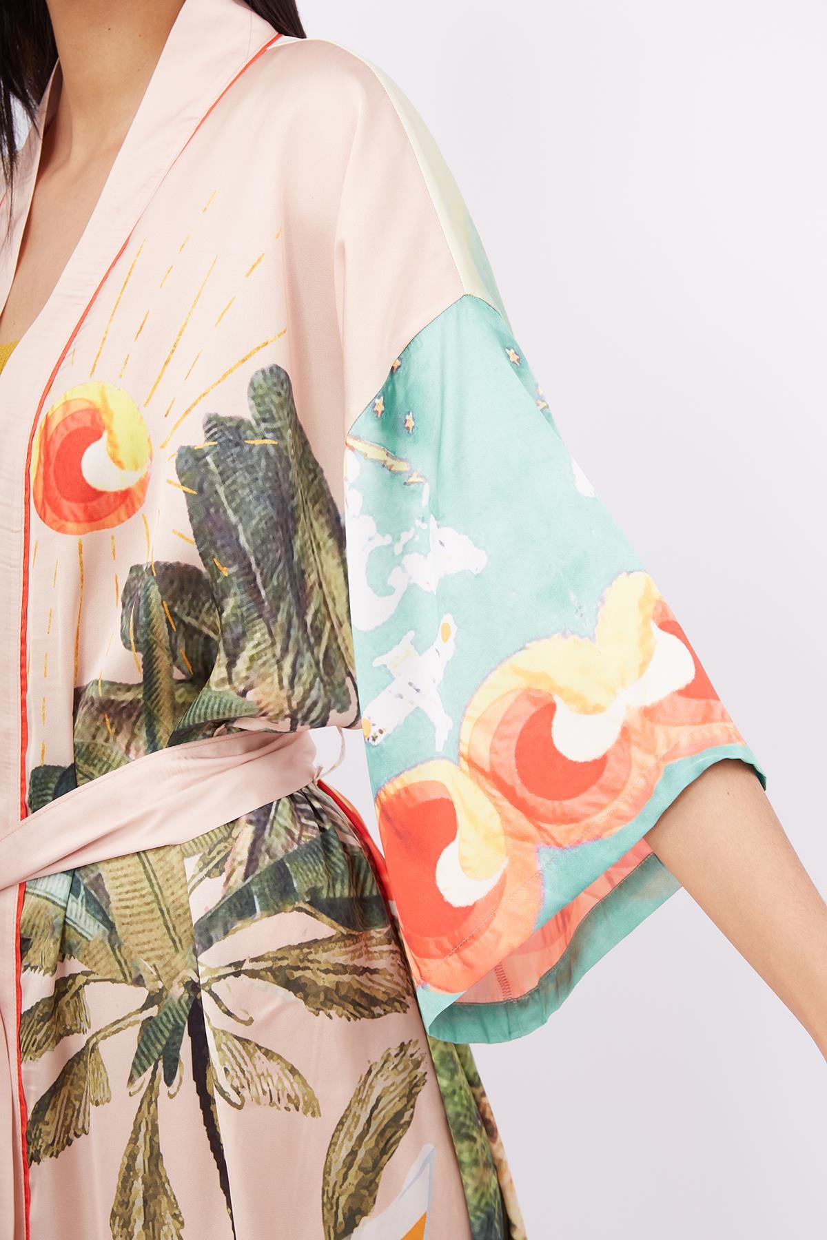 Peraluna-Summer Time Long Ki̇mono Yaz Desenleri Baskılı Uzun Saten Kadın Kimono Çok Renkli-Kimono-3-fleurdirect.live