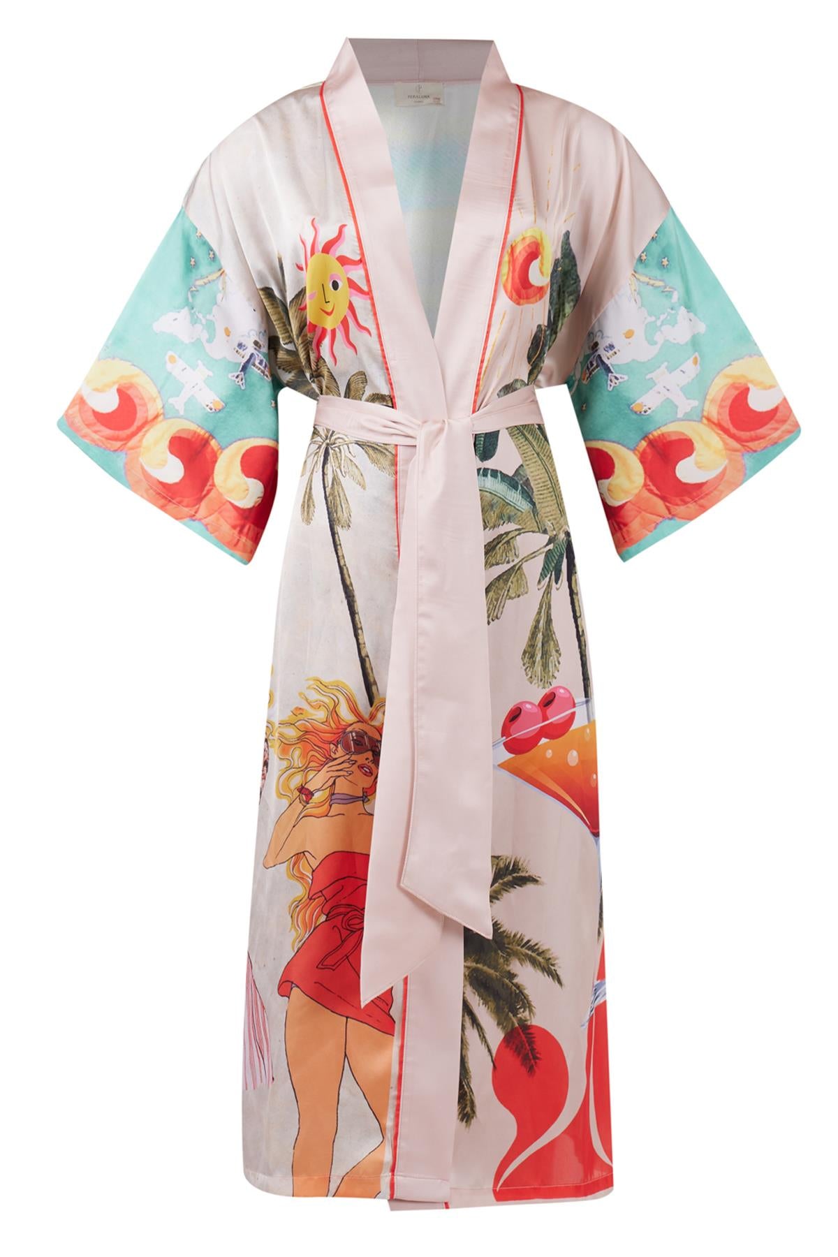Peraluna-Summer Time Long Ki̇mono Yaz Desenleri Baskılı Uzun Saten Kadın Kimono Çok Renkli-Kimono-8-fleurdirect.live
