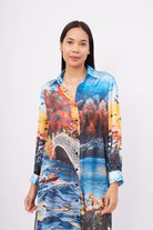Peraluna-Sweet Memories Long Shirt Dress Manzara Baskılı 120 Cm Saten Uzun Gömlek Elbise-Elbise-5-fleurdirect.live