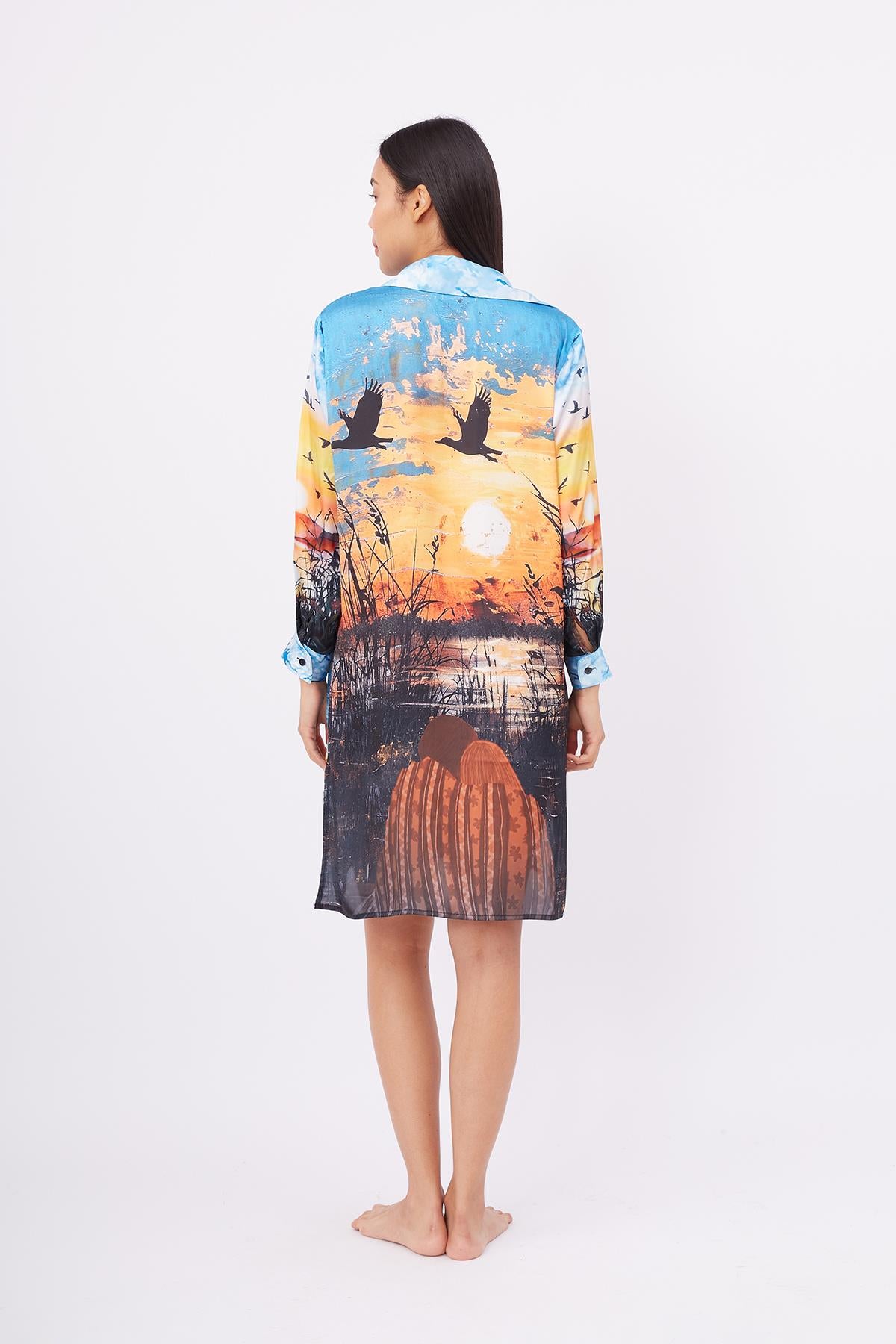 Peraluna-Sweet Memories Long Shirt Dress Manzara Baskılı 120 Cm Saten Uzun Gömlek Elbise-Elbise-7-fleurdirect.live