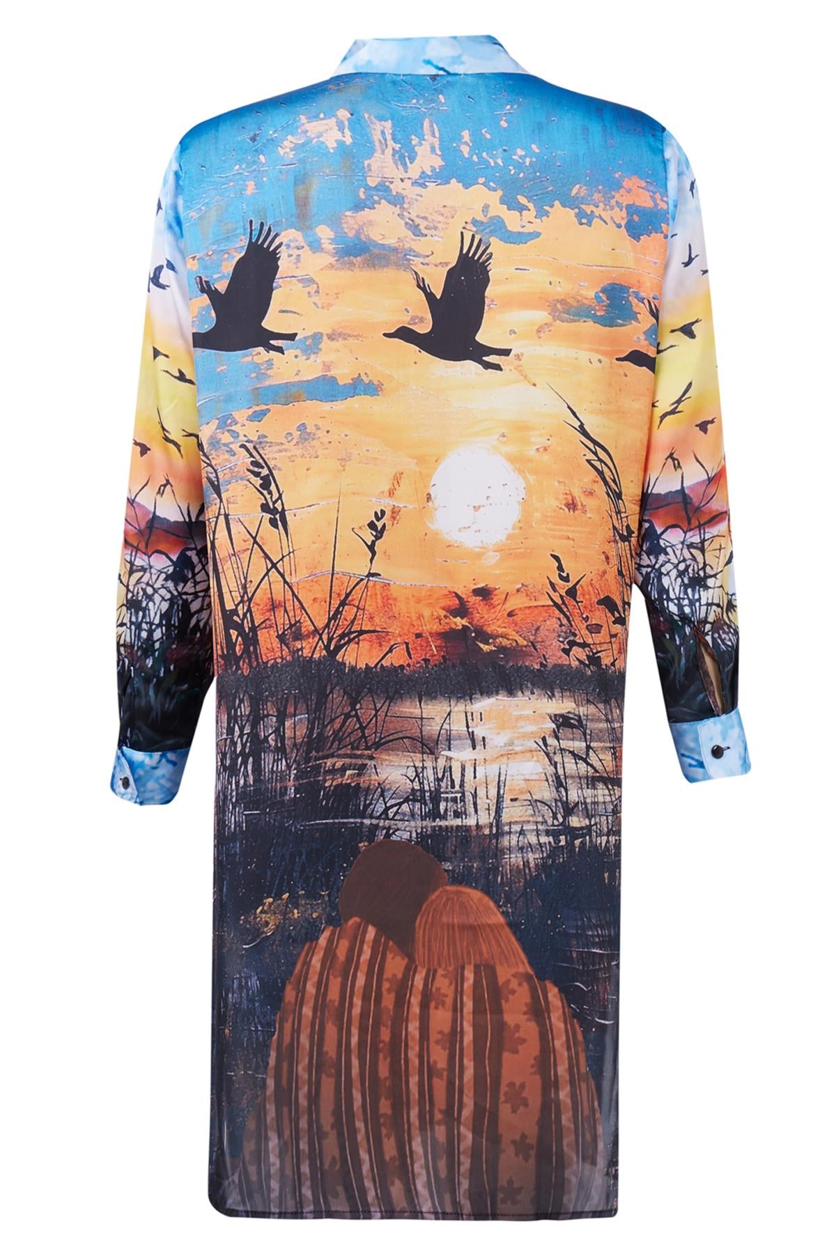 Peraluna-Sweet Memories Long Shirt Dress Manzara Baskılı 120 Cm Saten Uzun Gömlek Elbise-Elbise-9-fleurdirect.live