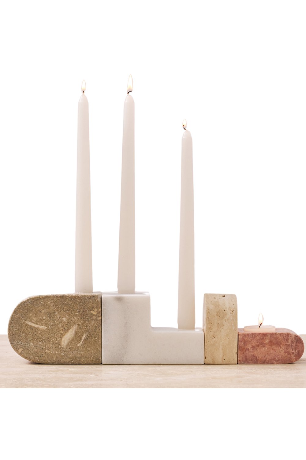 Pietra Collection-Candela Traverten&mermer Şamdan & Tealight Mumluk 4'lü-Kolonya-2-fleurdirect.live