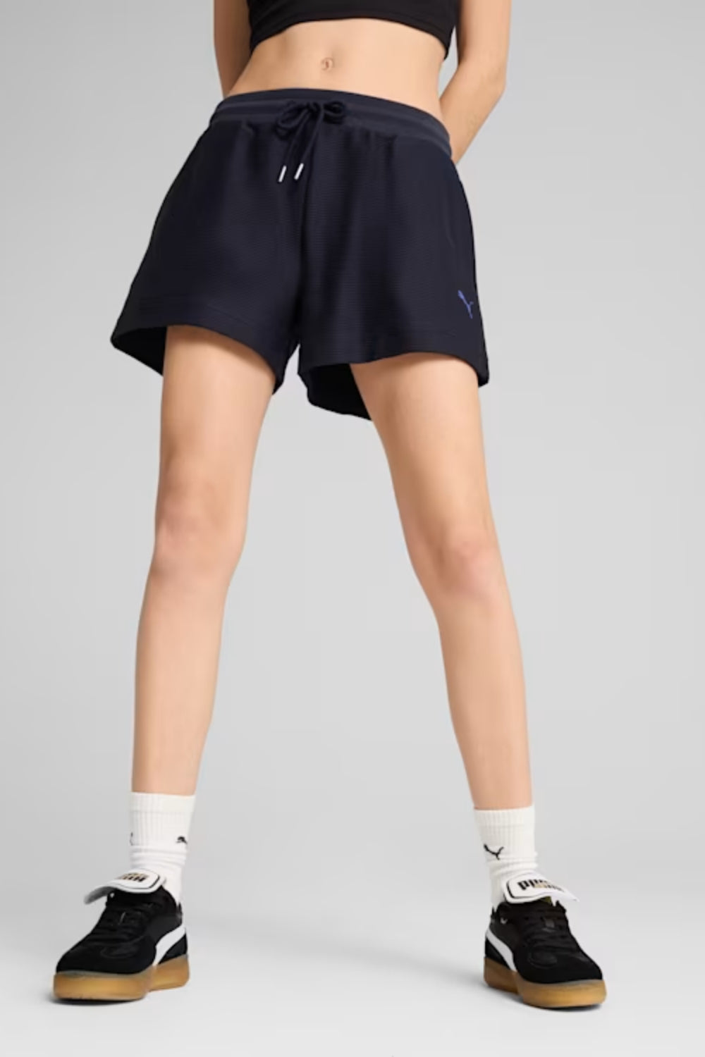 Puma-PREMIUM ESS A-Line Shorts 4 Jacquard New Navy-Şort-4-fleurdirect.live